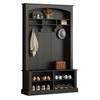 Hallway Wardrobe Coat Rack, Bench, Shoe Cabinet, Open Storage Space, 3 Hooks, Freestanding, Space-saving
