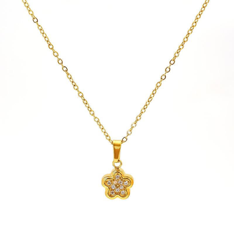 Premium Titanium Steel Necklace Female Simple Pentagram Geometric Diamond Clavicle Chain