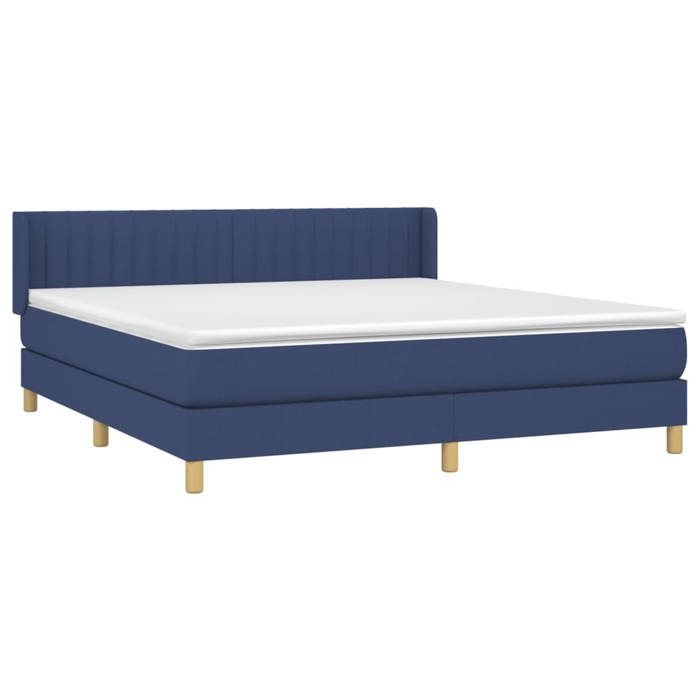 3130455 vidaXL Bed with Box Spring and Mattress Blue 180x200 Cm Fabric