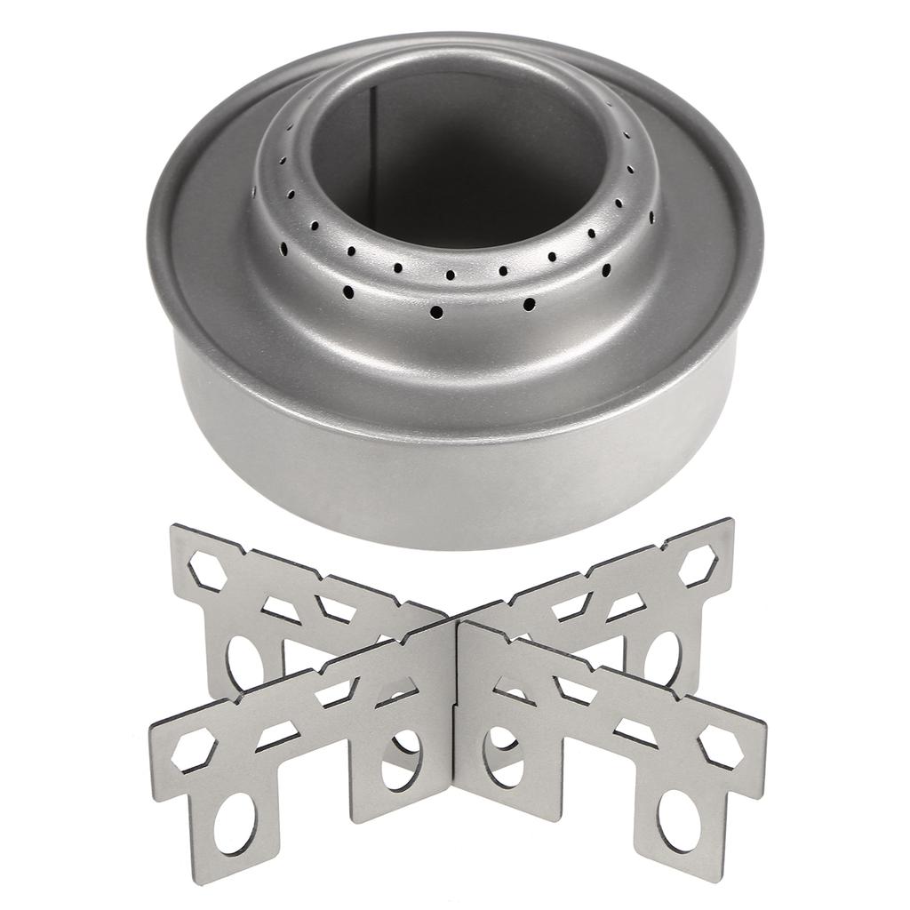 Mini sobă cu alcool din titan pentru camping în aer liber cu suport încrucișat pentru suport pentru suport pentru aragaz