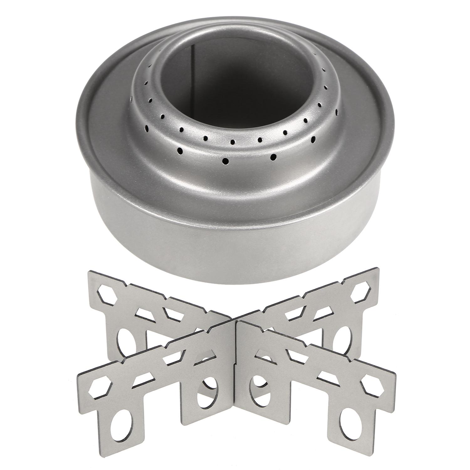 Титановая мини-спиртовая печь для кемпинга на открытом воздухе с крестообразной подставкой — фото 8