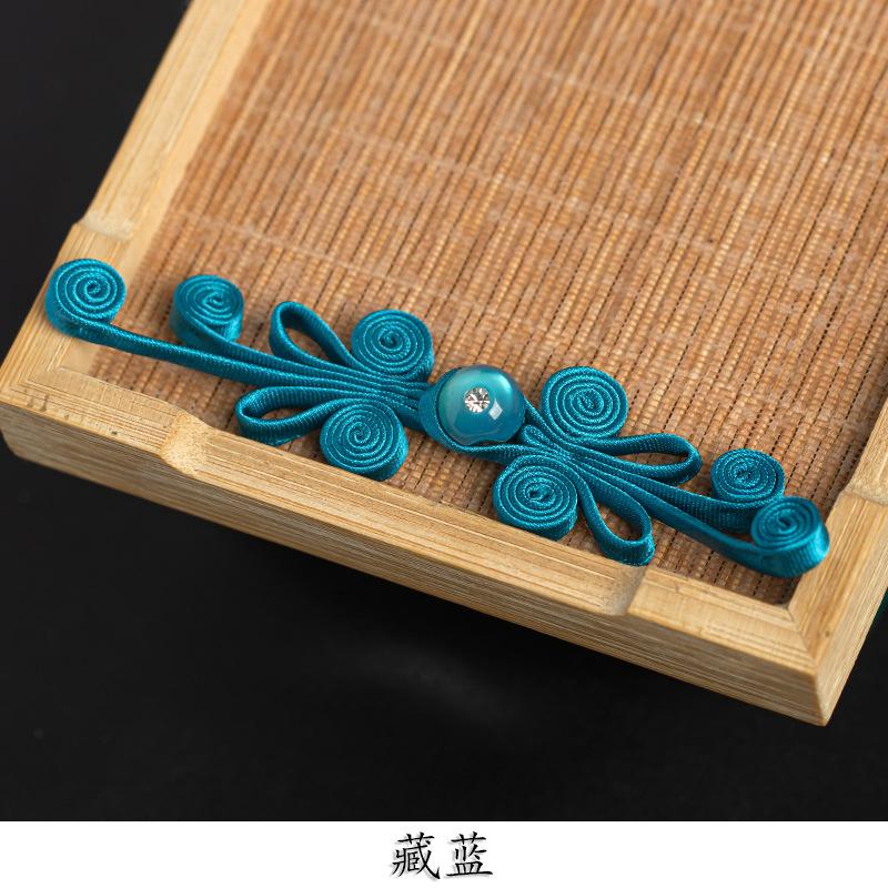 5 Pair New Chinese Hanfu Plate Button Jade Bead Four Wel Butterfly Button Chinese Style Hand Woven Button Qipao Decorative