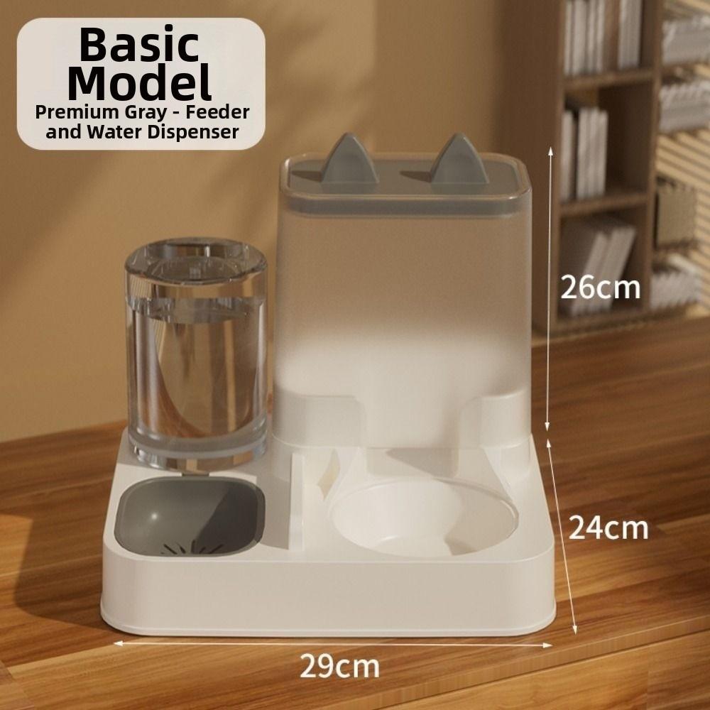 

Диспенсер для воды 2 в 1 2,2 л Большая емкость 1 л Кормушка для домашних животных Новая нескользящая миска для домашних животных Товары для домашних животных Grey Plastic