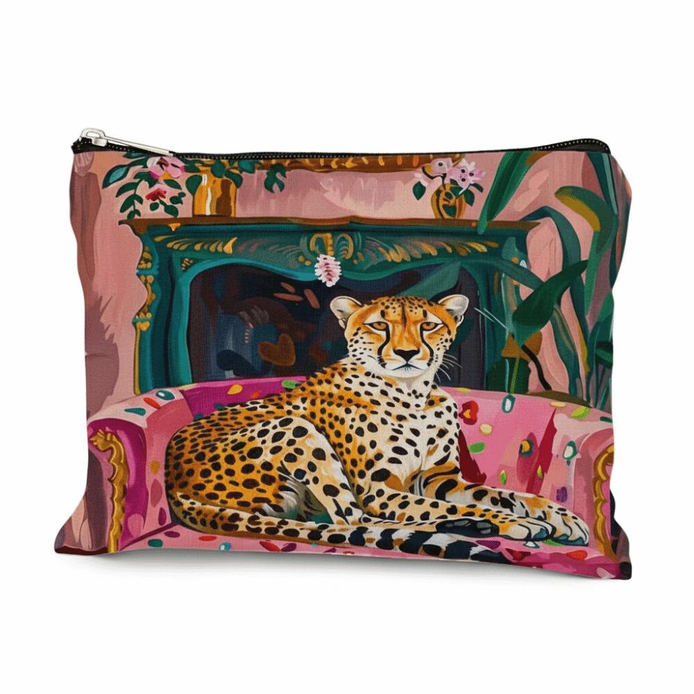 

New Large Capacity Makeup Bag Leopard Print Multifunctional Zipper Pouch Canvas Jewelry Storage Bag Women бежевий