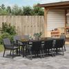 Garden Dining Set 9 pcs Black Powder Coated Steel
