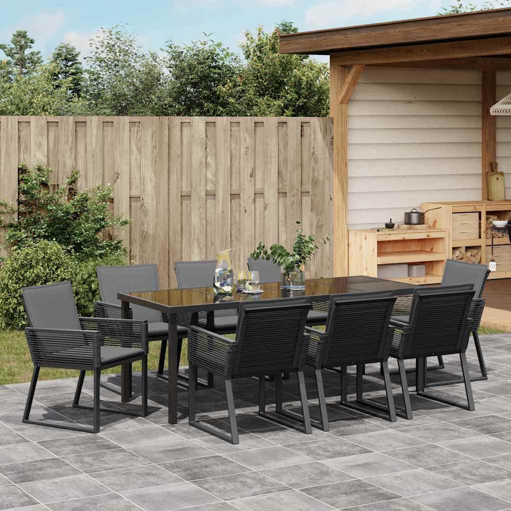 Garden Dining Set 9 pcs Black Powder Coated Steel