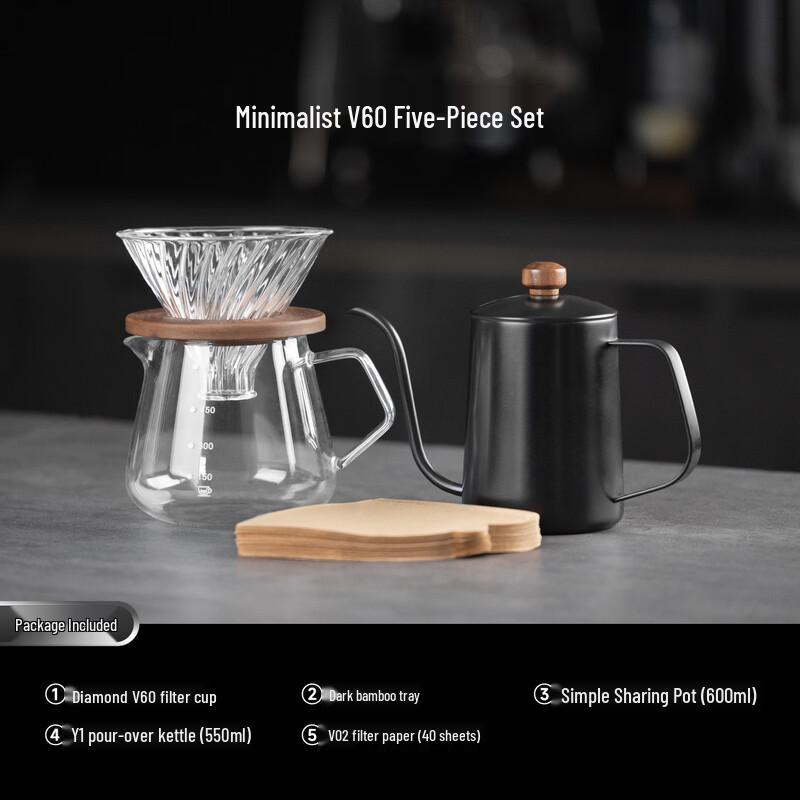 Set da Caffè Shangqi V60 per Caffè Filtro con Macinacaffè Elettrico