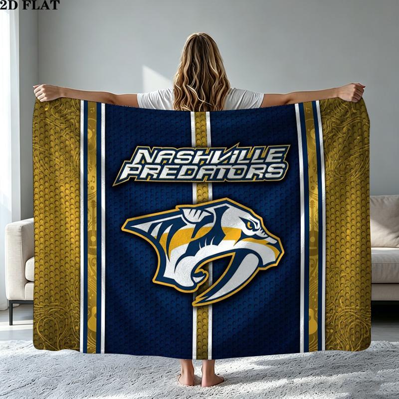 Nashville Predators Print Flannel Blanket High Quality Warm Comfortable Cover for All Seasons Perfect for Gifts Home Decor