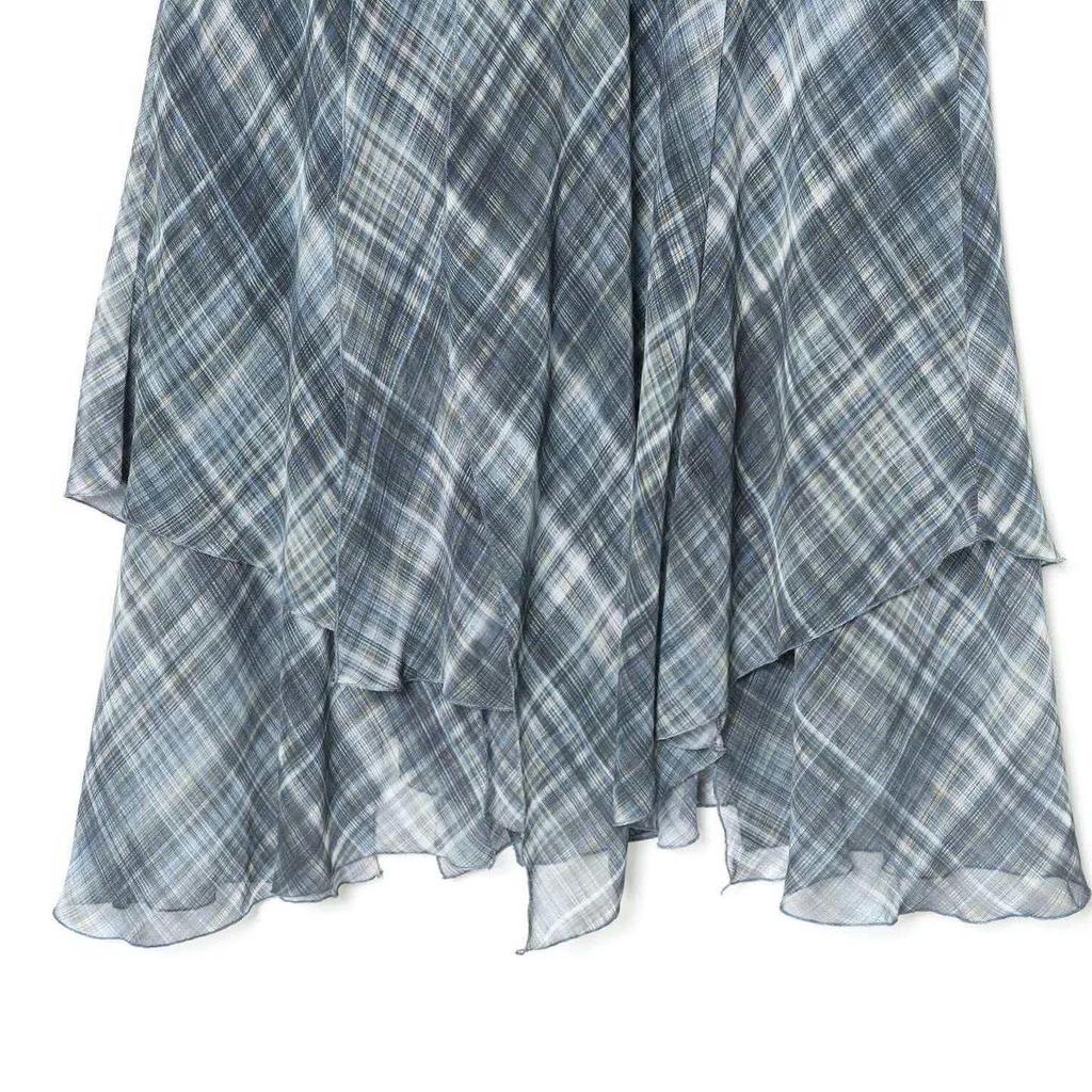 Asymmetrical Plaid Midi Skirt - European & American Style Women's Fashion