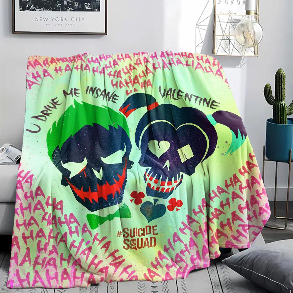 

Joker and Harley Quinn Flannel Blanket, Warm Comfortable Throw for Home Decor, Ideal Gift for Superhero Movie Fans 75x90cm