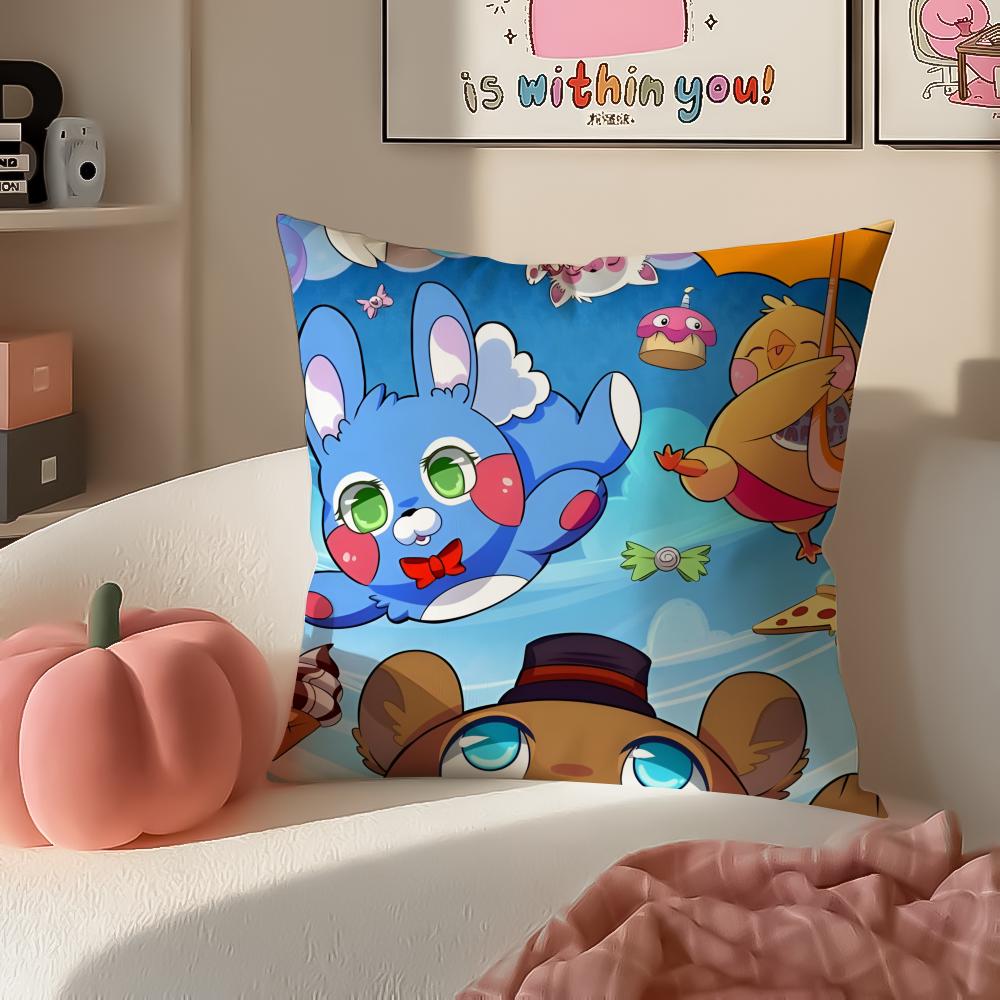 Horror Game FFive Nights At Freddys Cushion Cover Pillowcase Short Plush Invisible Zipper Room Sofa Cushion Cover