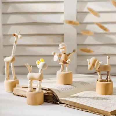 Wooden Crafts And Decorations Cartoon Creative DIY White Animal Wooden Decorations Kindergarten Desktop Wooden Barrel Decoration YLE553