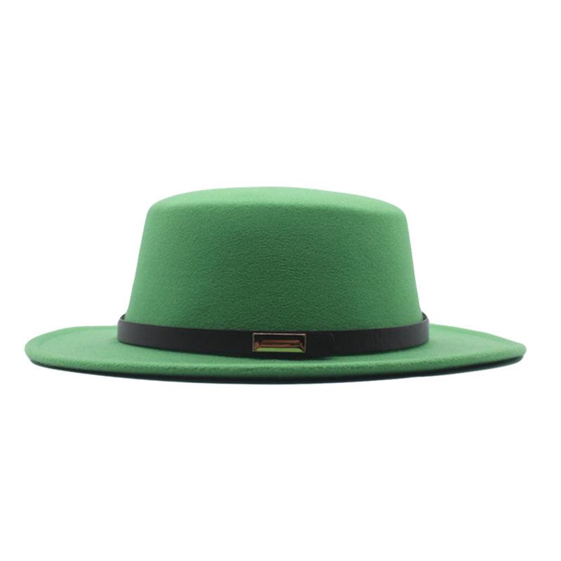 New spring and autumn top hat women's fashion British woolen hat flat top gentleman retro solid color hat