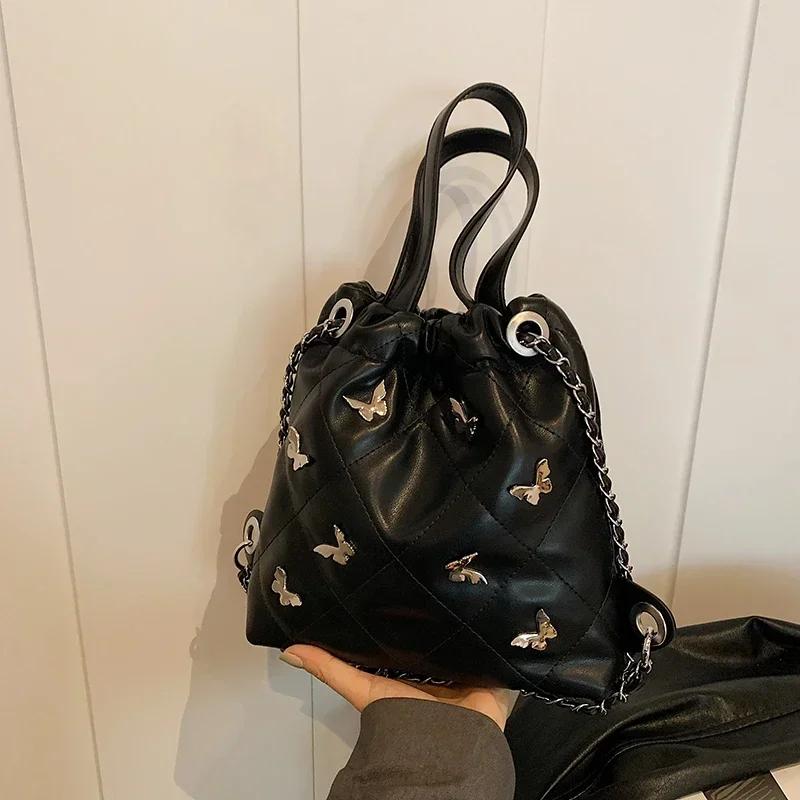 

Рюкзак с цепочкой для ведра с водой для женщин, нишевая дизайнерская сумка, роскошная сумка-бабочка, новая мода