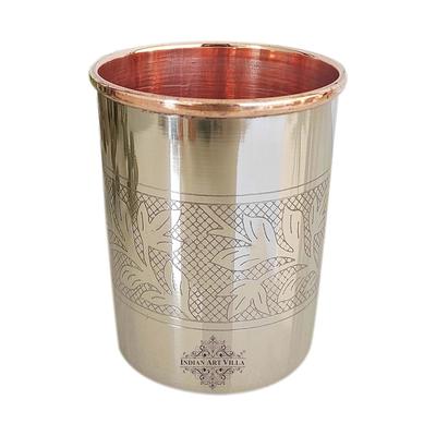 Vaso de Acero Cobre Vidrio, Diseño en Relieve, 250 ML