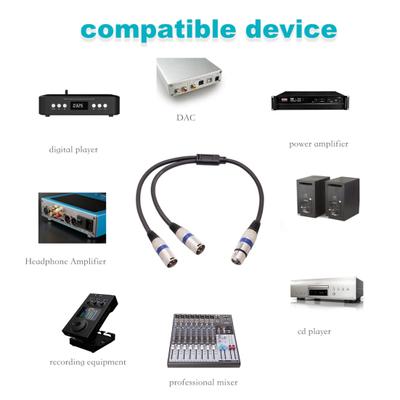 XLR Y-Splitter Cable XLR Male To Dual XLR Female Y-Splitter 3Pin Balanced Microphone Cable for Microphones Mixers Power Amplifiers