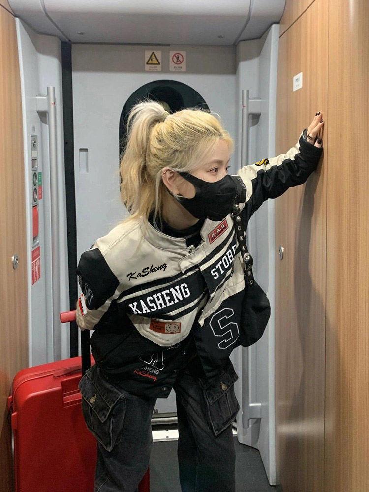 Veste de baseball de moto amovible de style américain rétro - Mode hip-hop polyvalente pour couples