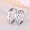 2PCS 925 Sterling Silver Ring Adjustable Open Couple Engagement Rings for Women Men Wedding Ring Party Fashion Jewelry Gift