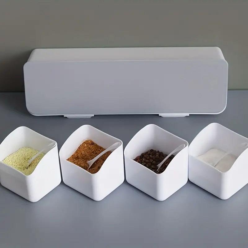 Spice Box Seasoning Box Wall Mounted Combination 4 Grid Wall Mounted Seasoning Box Salt Pepper Seasoning Jar Kitchen Accessories