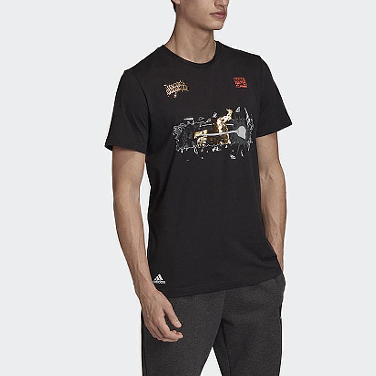 Adidas Marvel Black Panther Graphic Short Sleeve T-Shirt Men Tops FN1761