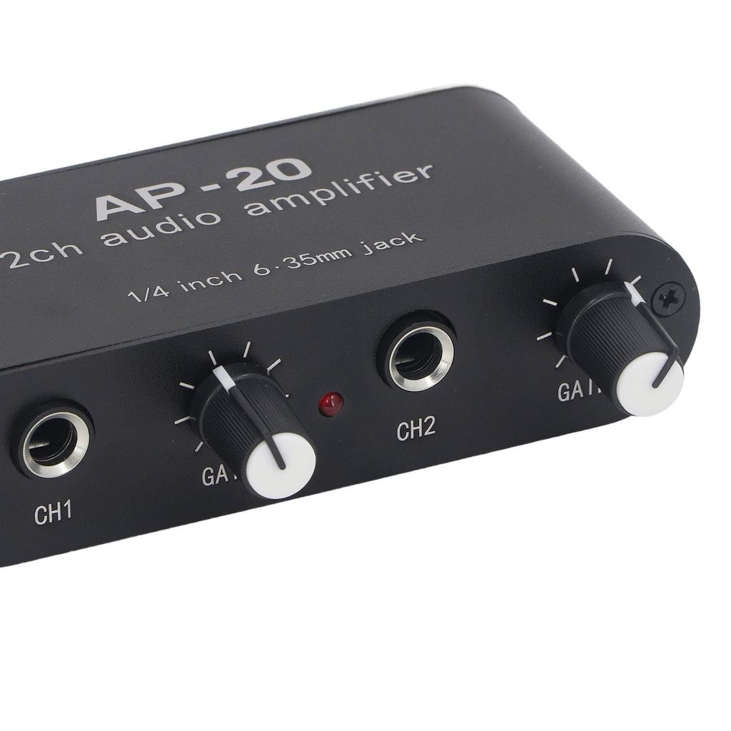 TOPINCN 2CH Sound Amplifier for Musical Instruments Microphone Preamplifier Aluminum Alloy Balanced Circuit Independent Gain Adjustment 0-20dB 1/4