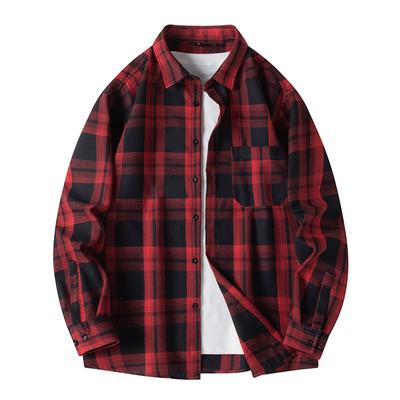 Langärmiges kariertes Hemd für Herren, Retro Locker Lässige Hemdjacke für Frühling und Herbst