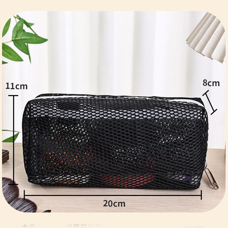 1PC Travel Black Mesh Cosmetic Bag Zipper Makeup Bag For Women Wash Toiletry Bag Makeup Organizer Portable Storage Pouch