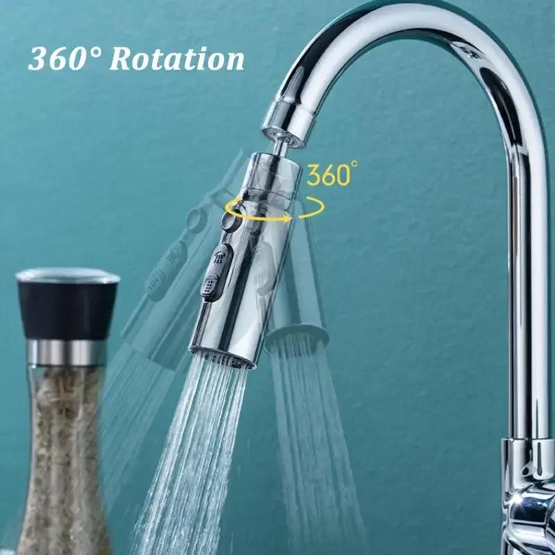 Aerator pentru robinet de bucătărie 3 moduri Universal 360 de rotație anti-stropire Extensor de robinet lavoar economisește apă duză de filtru de la robinet