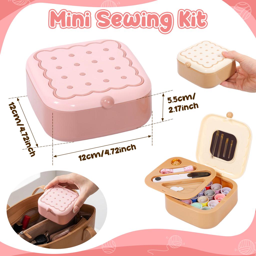 Small Sewing Kit with Storage Box Cute Portable 2 Layer Organizer Magnetic Needle and Thread Kit with Case Home Clothes Repair