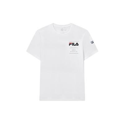 Fila American Retro Letter Logo Print Round Neck Fitness Short Sleeve T-Shirt Men Tops Jade-White A11M321199AWT