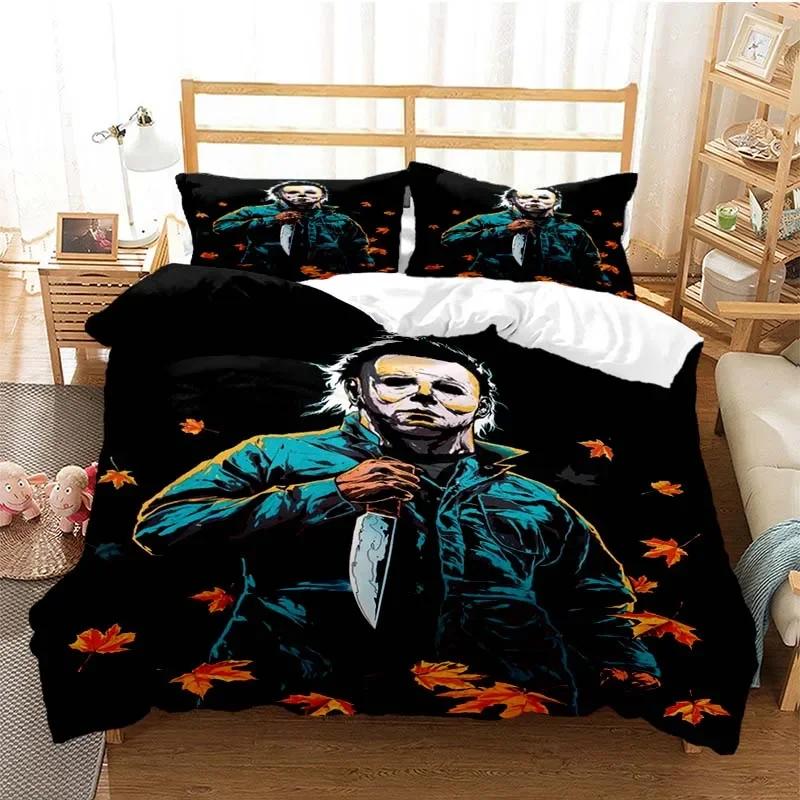 Halloween Michael Myers 3D Printed Bedding Set Duvet Covers Pillowcases Comforter Bedding Set Bedclothes Bed Linen