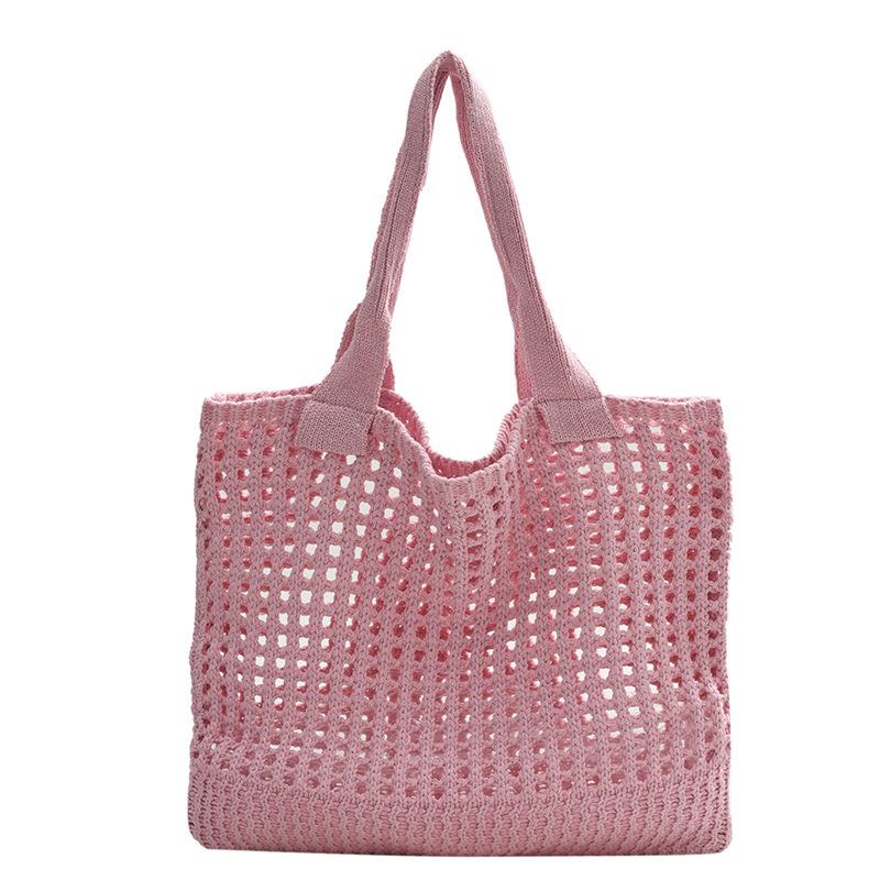 Lazy slack bag lady 2025 new spring and summer hollow knitted handbag shoulder large capacity tote bag