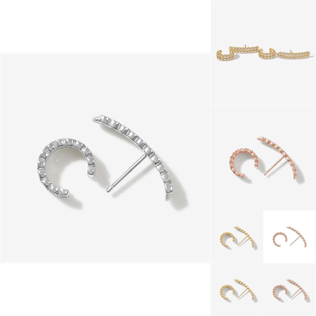Stilvolles Set Geometrische Ohrringe und Ohrclips in Gold, Silber und Roségold-Beschichtung für Damen, Einzigartiges und Modernes Design