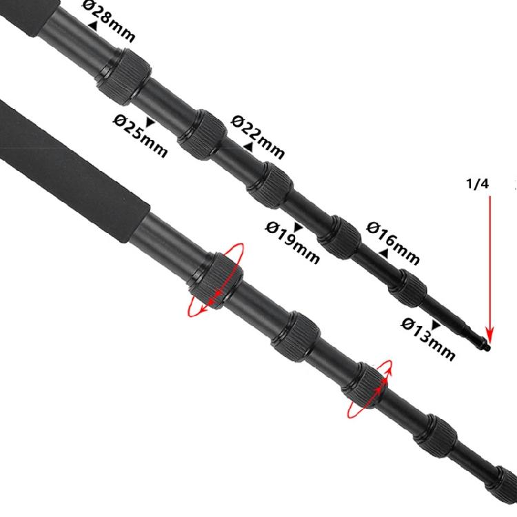 6-teiliger ausziehbarer Mikrofonarmstange für Filmaufnahmen mit 1/4" / 3/8" Gewinden