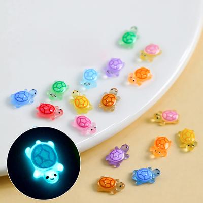 10ks pryskyřice Roztomilé svítící barevné mini želvy figurky s plochými zády Nail Art Diy Scrapbooks Příslušenství Řemesla