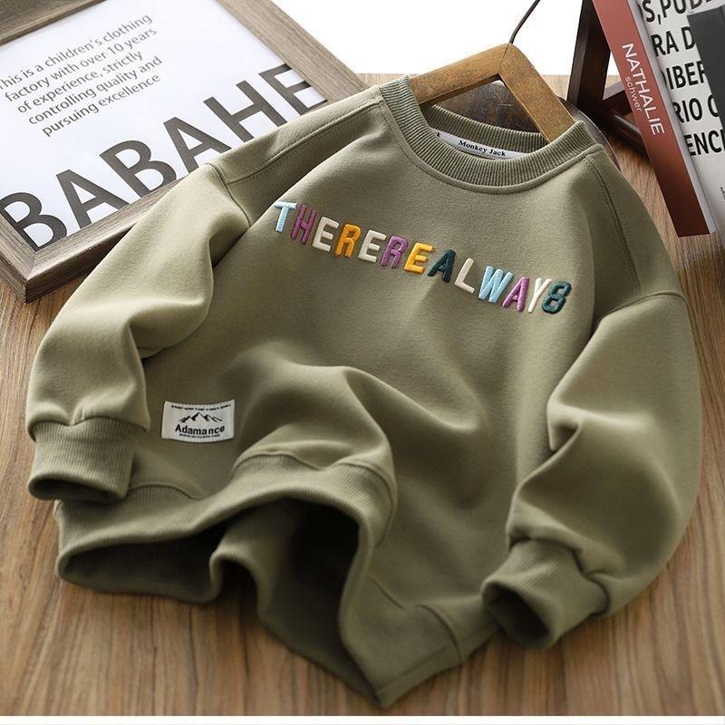 Boys Stylish Letter Print Crewneck Sweatshirt Long Sleeve Casual Top For Spring Autumn Kids Fashion Pullover