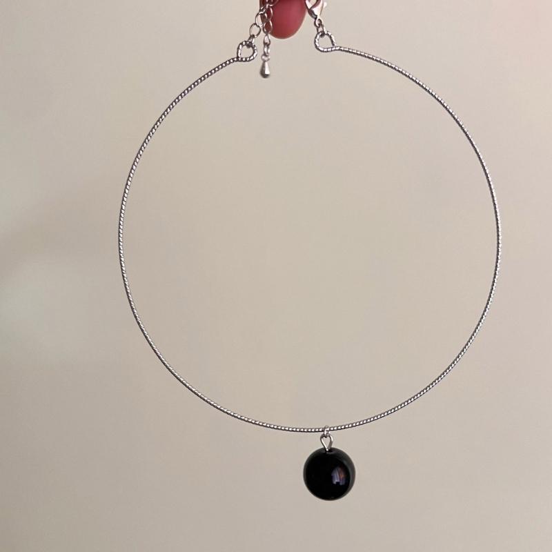 Fashion Acrylic Ball Pendant Metal Necklace for Women Hot Girls Harajuku Niche Necklace Sweet Cool Y2k Jewelry 2023