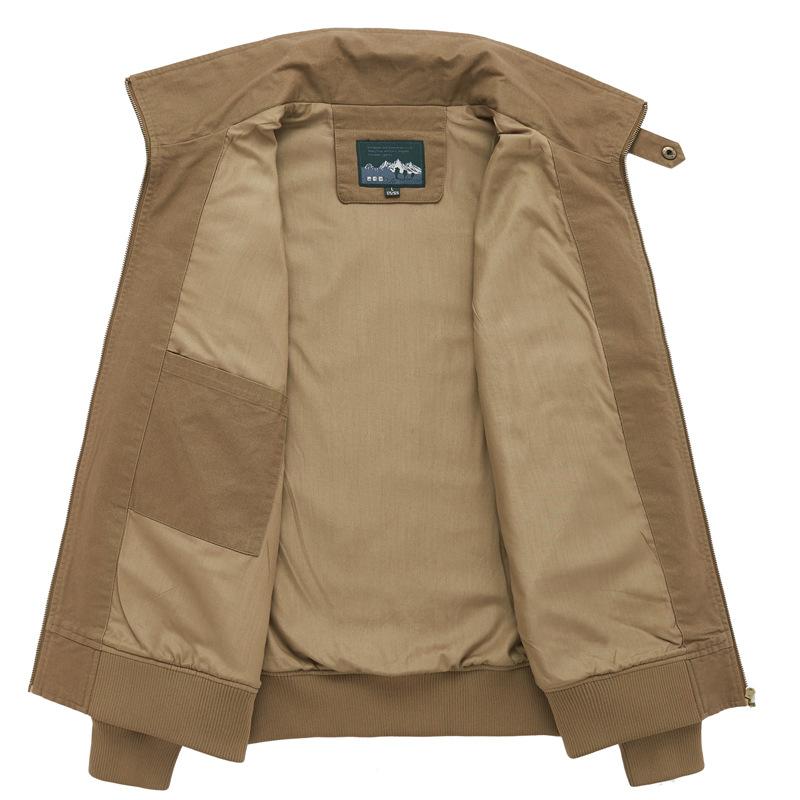 Cotton Lapel Jacket for Men's Casual Work Attire Flight Suit Jacket for Men