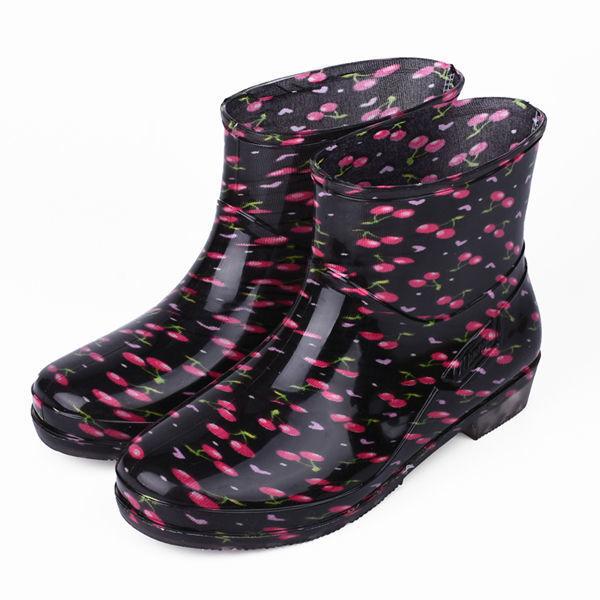 Feerldi Purple Women Waterproof boots Low Heels Colorful Polka Dot Rain boots for women Plush Warm Water Shoes