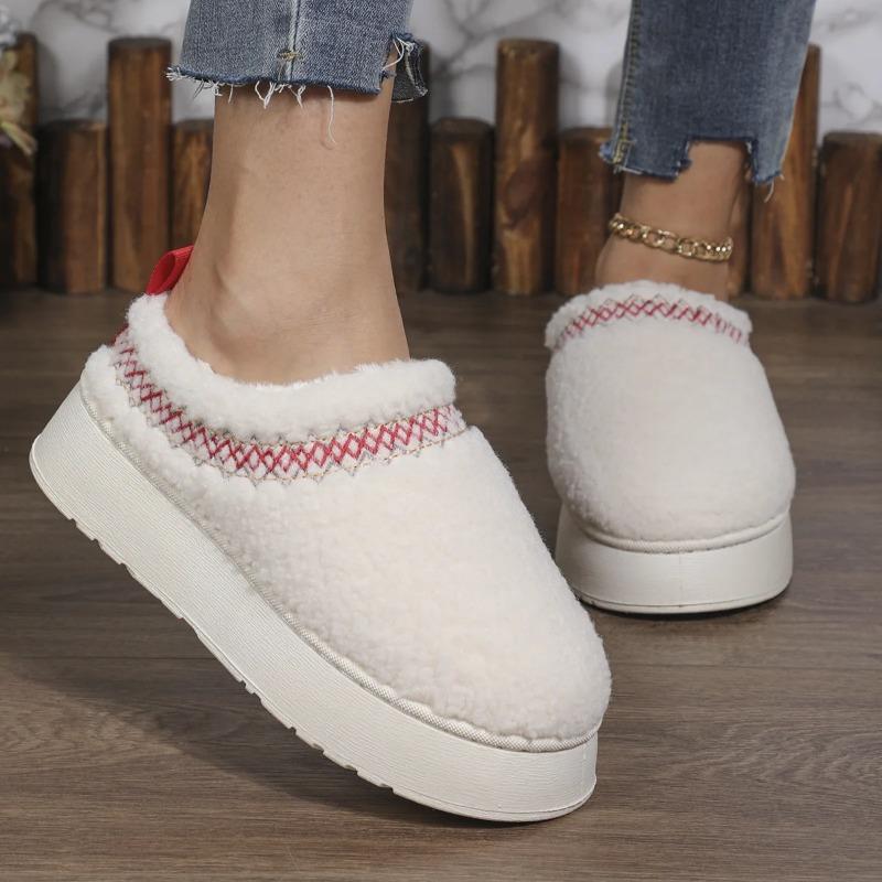 2025 Winter Warm Flat Fur Slippers Women Fluffy Furry Home Slides Woman Comfort Non Slip Indoor Floor Cotton Shoes Snow Boots