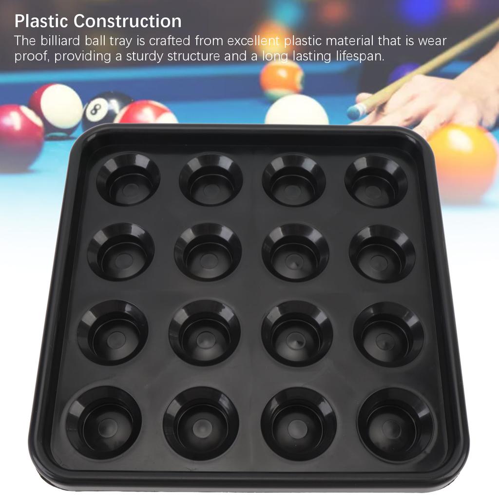 Pool Ball Carrying Tray for 16 Balls Plastic Billiard Ball Storage Tray Holder for Snooker Billiard Pool Table Black