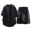 Ice Silk Quick-Dry Striped Men's Casual Suit - Trendy Summer 2026 Sporty Style Two-Piece Set with Short Sleeve T-Shirt and Shorts