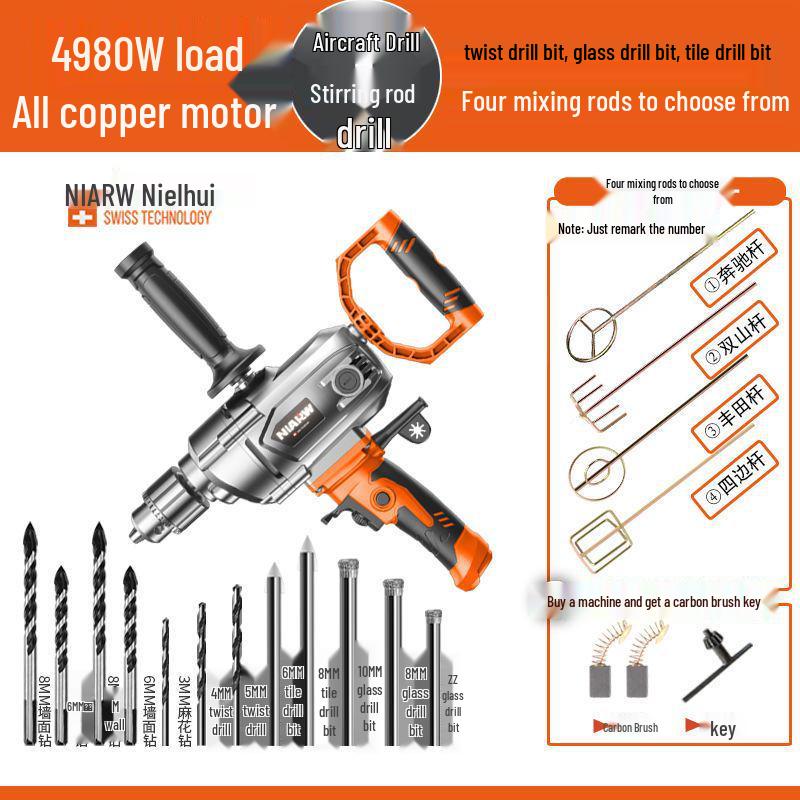 Nai Er Hui High Power Multi-functional Electric Mixer for Paint, Putty, Cement, and Mortar