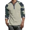 Herren Button-Down Kontrast Raglan 3/4 Ärmel Oberteil