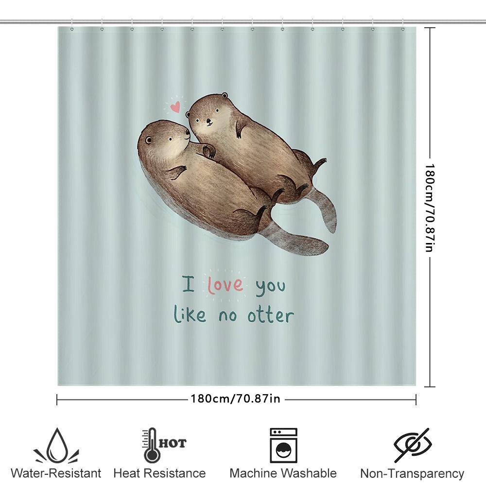 Cute Otter Bath Curtain Woodland Animal Shower Curtain Forest Wildlife Decor Bathroom Set Waterproof Home Decor