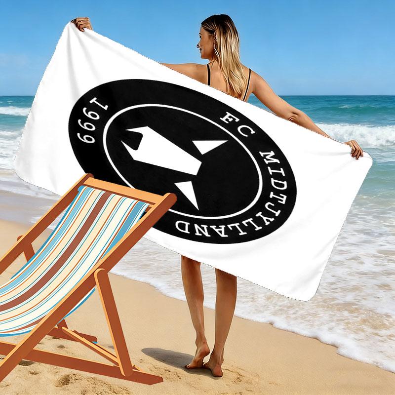 FC Midtjylland Logo Print Beach Towel, Large Soft Quick Dry Towel for Beach Camping Swimming
