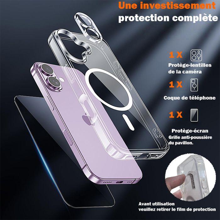 Coque de téléphone - WENZYLIQUOX - iPhone 17 - Aimantée MagSafe - Antichoc (bumper TPU) - Transparent anti-jaunissement