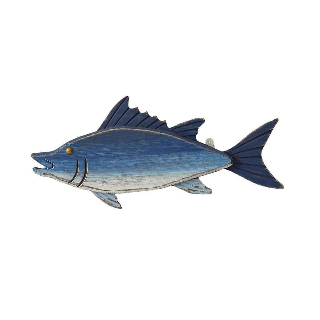 Hanging Fish Sculpture,Nursery Coastal Ornament Beach Theme Decor Nautical Wooden Wall Plaque for Ocean Theme Room Outside Hotel