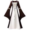 2026 Gothic Retro Medieval Lace-up Ruffle Dress - Long Sleeve Women's Performance Costume
