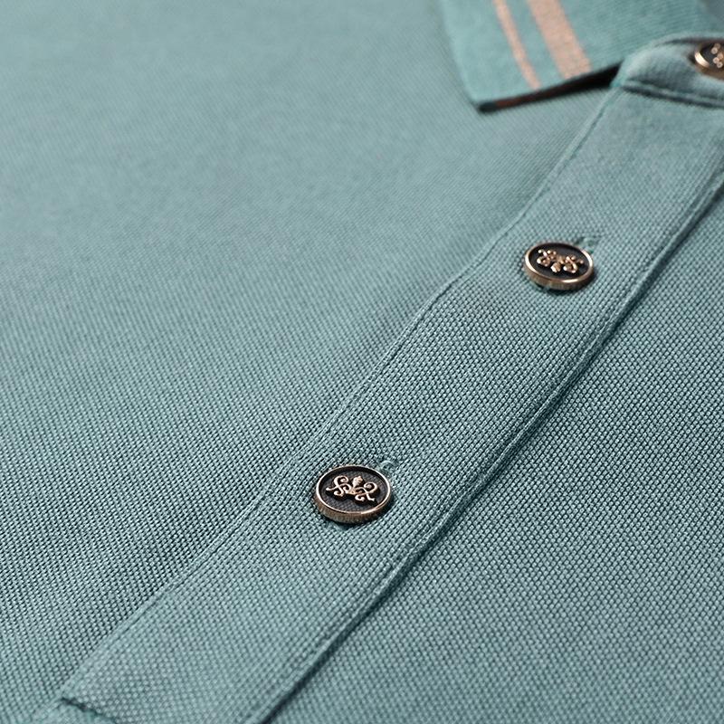 Spring and Autumn New Men's Business Casual Long-sleeved Cotton T-shirt Thin Lapel Polo Top Middle-aged Men's Clothing